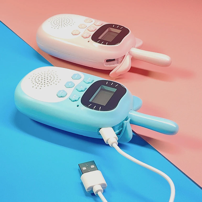 2PCS Kids Mini Walkie Talkie Rechargeable 1000mAh Handheld 0.5W 3km Radio Transceiver Interphone Child Christmas Toys Gifts
