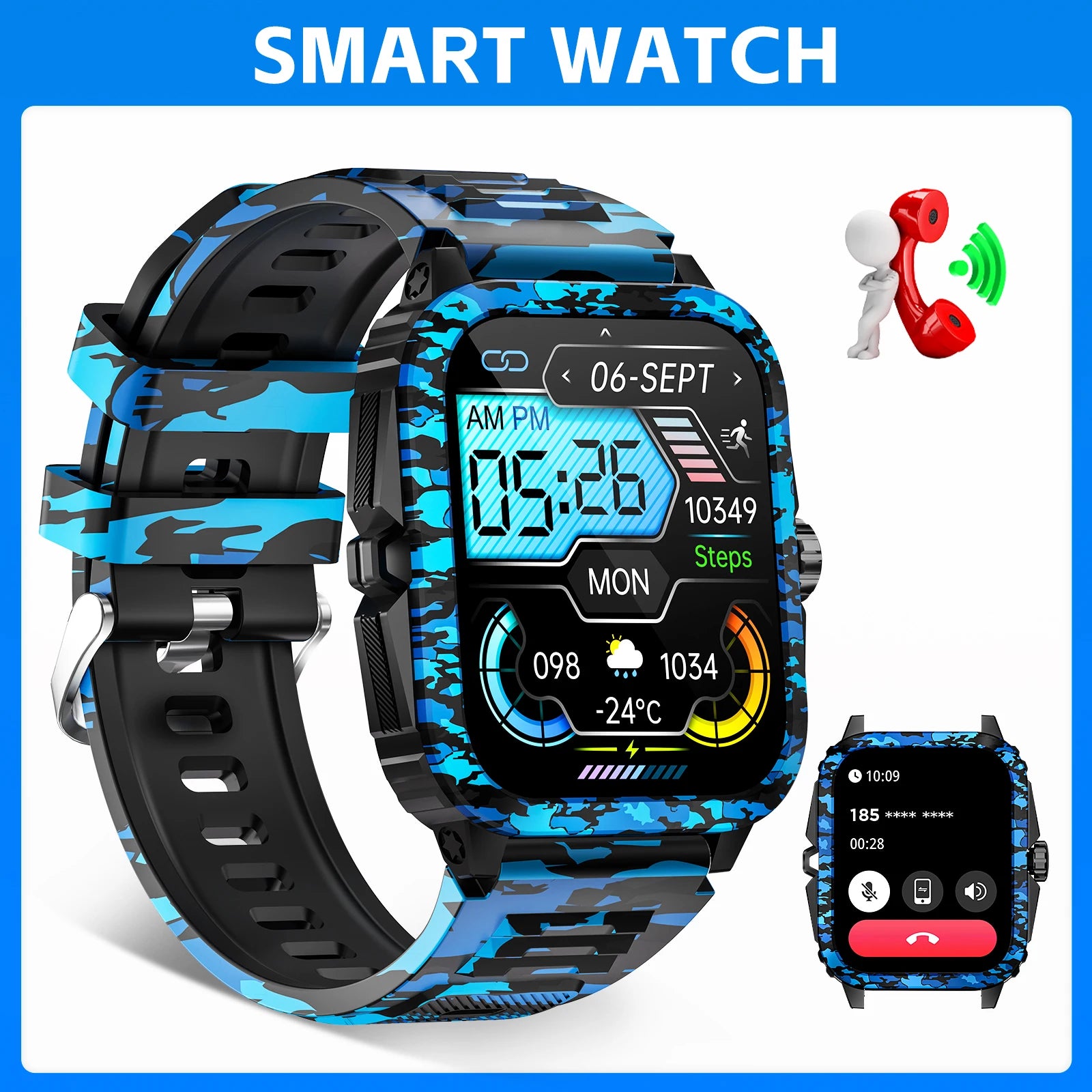 LaNikar Smart Watch 3ATM Waterproof Men 1.96