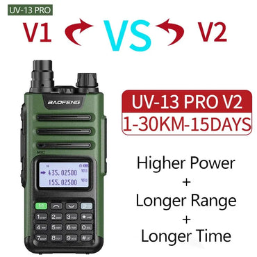 BaoFeng M-13 PRO V1 V2 High Power Multi Band Walkie Talkie Type C Charger Long Range Upgraded UV-13 PRO V1 V2 Ham Two Way Radio