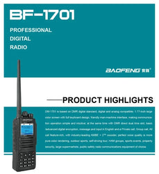 Baofeng Walkie Talkie DM-1701 DMR Dual Mode Analog and Digital Radios Tier 1&2 Dual-Time Slot DM1701 Ham Dual-Band DM-1801 DM-5R