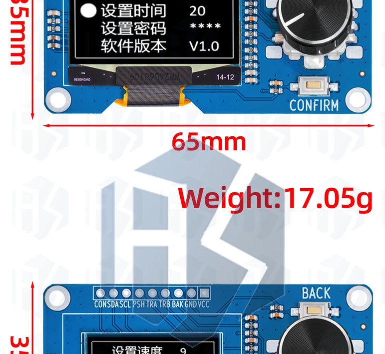 0.96/1.3 inch white oled display screen combined with EC11 rotary encoder module IIC interface for arduino