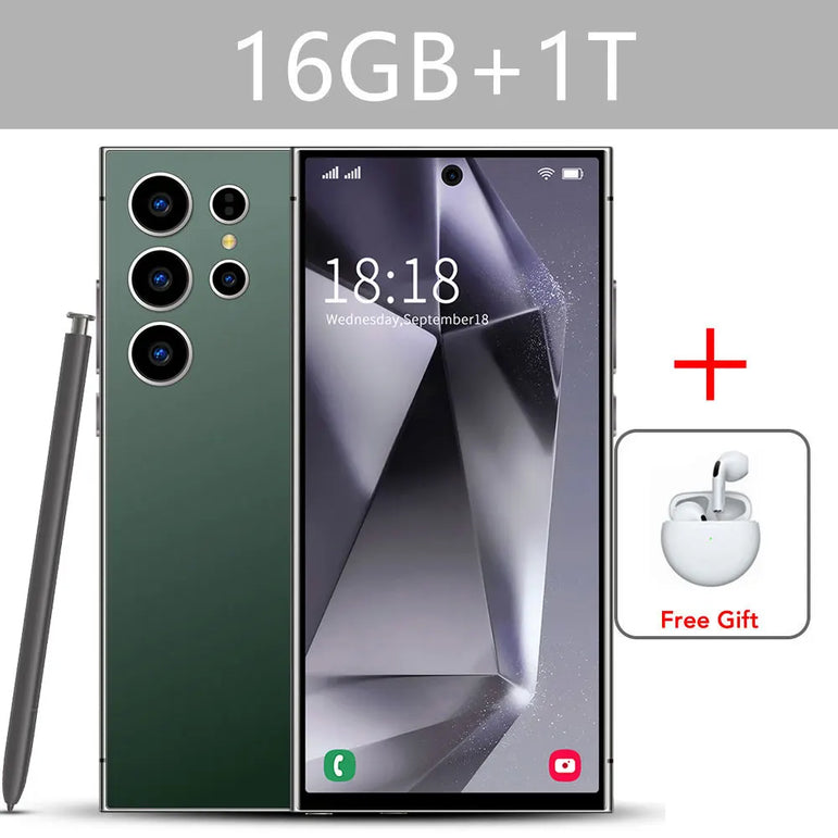 SMS 24 Ultra High-end Mobile Phone 16GB+1TB Cellphone 7800mAh Global Version HD Cell Phone 5G Dual SIM Smartphone Face Unlocked