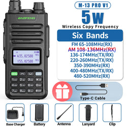 BaoFeng M-13 PRO V1 V2 High Power Multi Band Walkie Talkie Type C Charger Long Range Upgraded UV-13 PRO V1 V2 Ham Two Way Radio