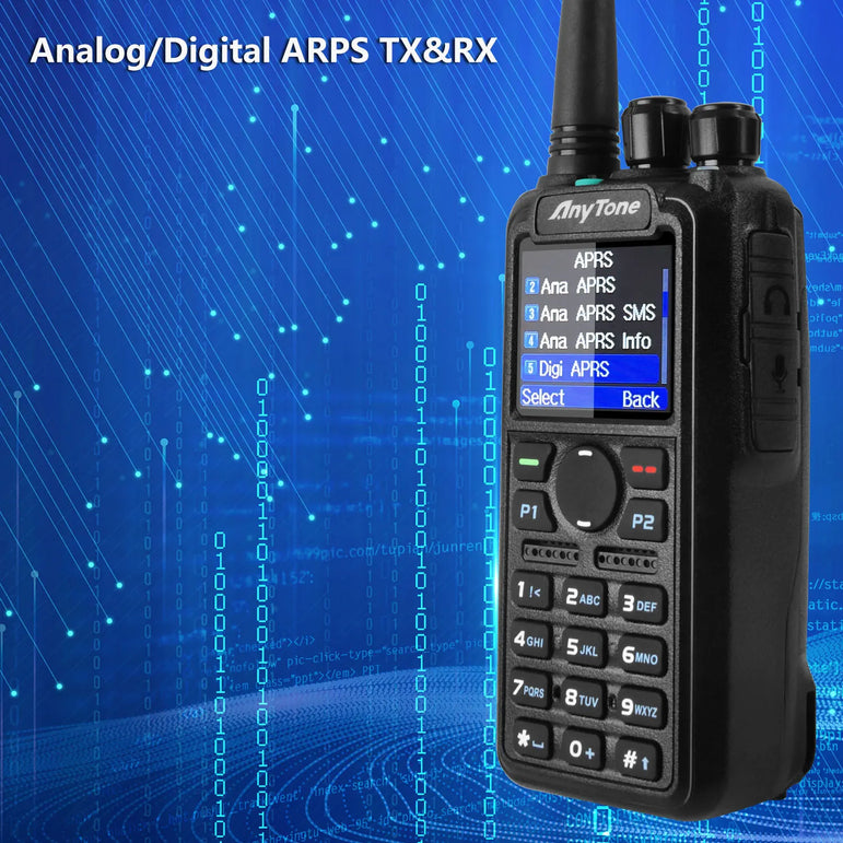 AnyTone AT-D878UVII Plus Dual Band Bluetooth PTT Digital/Analog APRS RX & TX AES256 Ecryption USB-C Charge Walkie Talkie