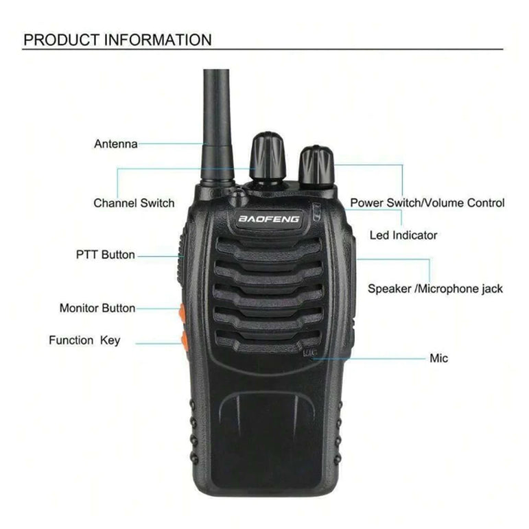 2pcs Baofeng BF-88E portable wireless Handheld walkie16CH UHF 446.00625-446.19375MHz 12.5KHz Channel Separation with USB Charger