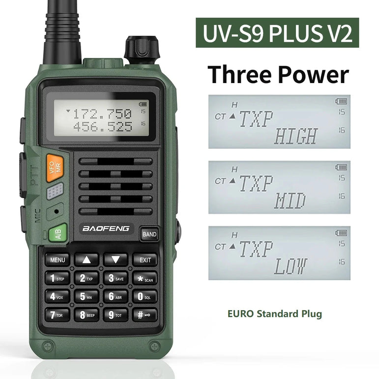 1/2PCS BaoFeng UV-S9 PLUS Waterproof Walkie Talkie 10W Powerful CB Radio Long Range Portable Two Way Radio for hunting travel