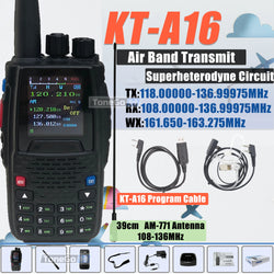Air Band Transmit KT-A16 Walkie Talkie TX:108.000-136.999MHz RX:108.0000-136.999MHz 6W 200Ch W/10 NOAA Weather Forecast Channels