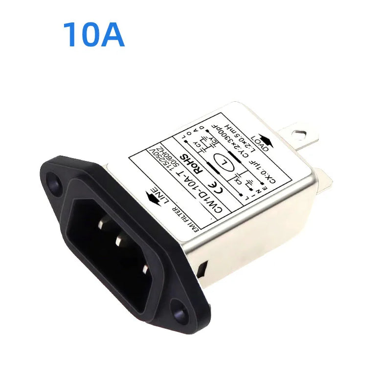 Single-phase AC T-Socket Power EMI filter CW1D-3/6/10A-T 250V Audio Power Purifier Suppress Electromagnetic Interference Signals