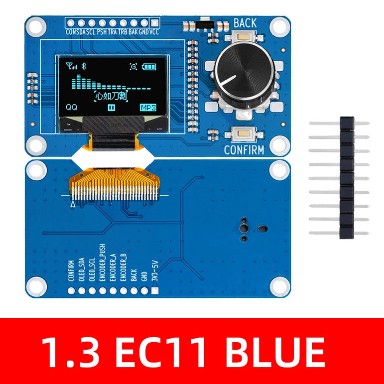 0.96/1.3 inch white oled display screen combined with EC11 rotary encoder module IIC interface for arduino