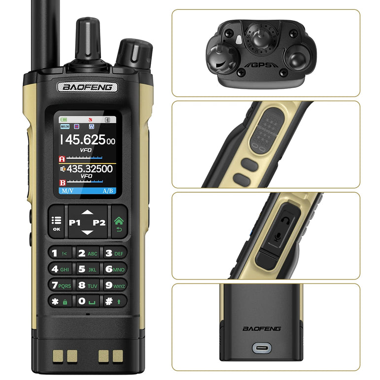 Baofeng UV-32 Walkie Talkie GPS 10W Wireless Bluetooth APP Programming Air Band Type-C NOAA for UV-5R Amateur Two Way Ham Radio