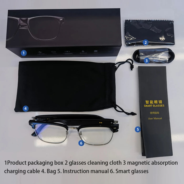 Smart Glasses AI Voice Assistant Camera Glasses Remote Shooting Outdoor Sport Glasses with Camera Open Ear Sound Mic Speakers