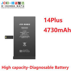 JCID Diagnostic Battery High Capacity For Iphone 12 13 14 100% Heath Visible New 0-cycle No Pop Up Used Genuine Parts On IOS 18