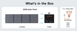 MHPOWOS 40V 220W Foldable Solar Panel, Waterproof IP67 Mobile Solar Charger for Power Supply, Laptop, Solar Generator, Fishing