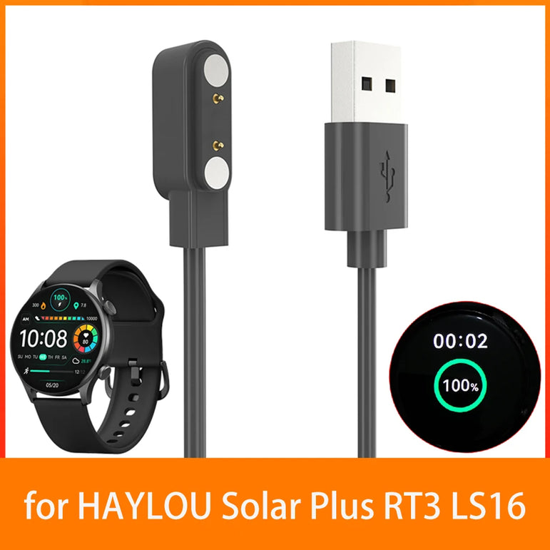 High Quality 60cm USB Magnetic Charger Replacement Cable for HAYLOU Solar Plus RT3 LS16 Smart Watch Accessories