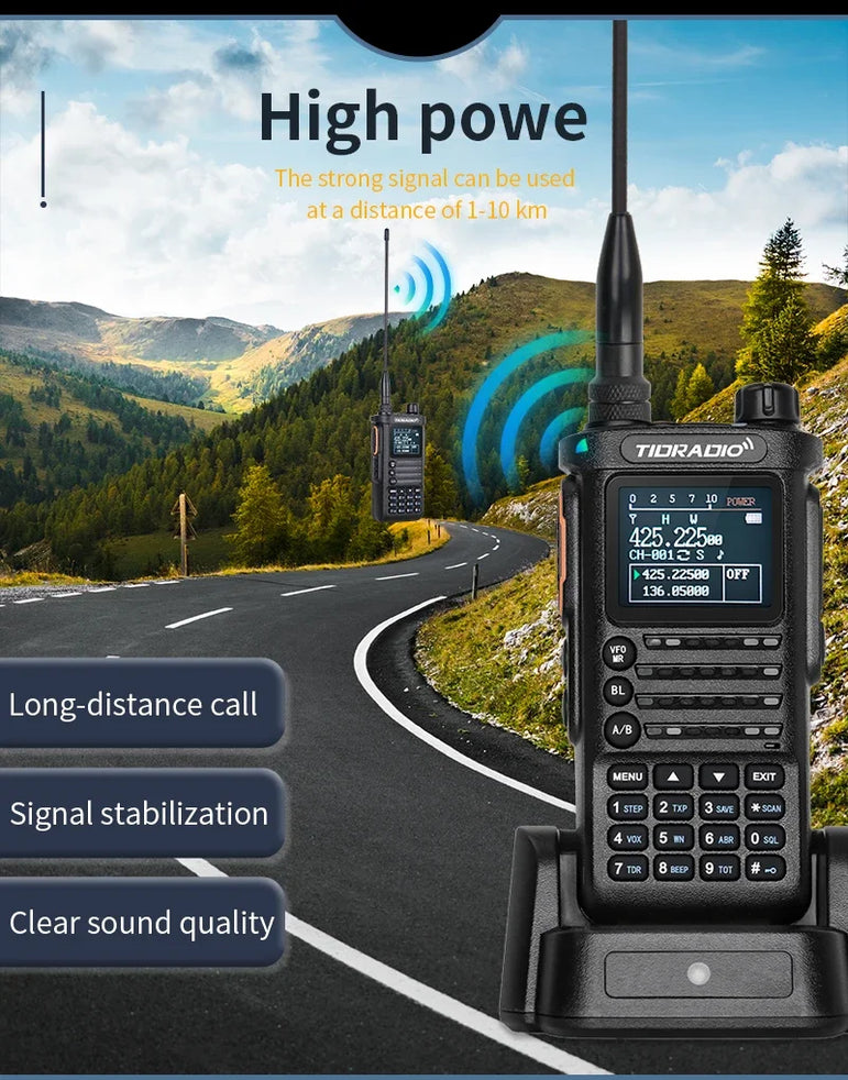 TIDRADIO 10W Walkie Talkie long range Portable Radio connection cell Phone Outdoor Programming Two Way Commutator TD-H8 VHF UHF