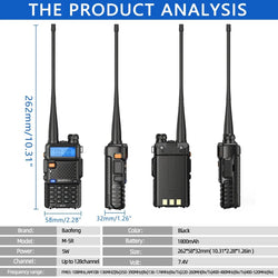 Baofeng M-5R 10W Walkie Talkie 3800mAh Battery Multi Band Wireless Copy Frequency Long Range Commutator Ham UV-5Rx K5 Two Way Ra