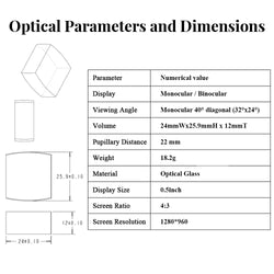 0.5 Inch Display Perspective Optical Magnifier Freeform Optical AV HDMI Interface 1280*960