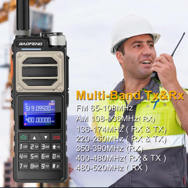 Baofeng UV-25 Walkie Talkie Air Band Receiving Scrambler Multi-band FM Vox 10W 999Ch Amateur Radio W/ Type-C 5200mAh Battery
