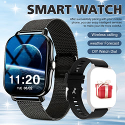 Sports smart watch, fitness activity detector, Bluetooth calling, message reminder view, unisex, suitable for Android and iPhone