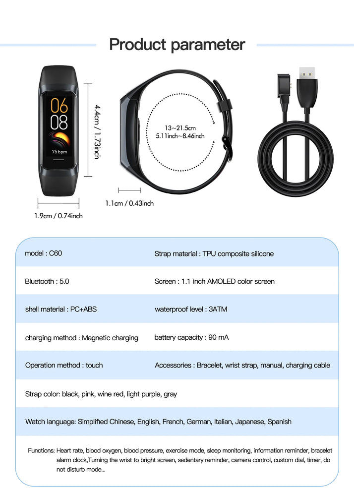 LIGE 1.1 inch Amoled Smart Watch Smartwatch Band Women Heart Rate Monitoring Waterproof men Smart Bracelet Sport Fitness Tracker