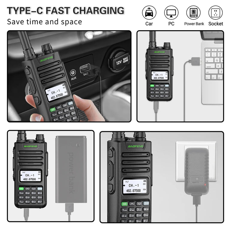 BaoFeng M-13 PRO V1 V2 High Power Multi Band Walkie Talkie Type C Charger Long Range Upgraded UV-13 PRO V1 V2 Ham Two Way Radio
