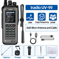 Iradio UV-99 20W Air Band Walkie Talkie Mutli Band High Power FM NOAA 1024CH Wireless Copy Frequency Long Range Type-C Ham Radio