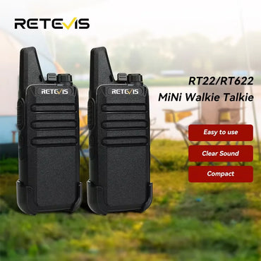 RETEVIS 2 pcs Mini Walkie Talkie PMR 446 Portable Two-way Radio ht PTT Walkie-talkies RT622 Portable Radio for Hunting Cafe RT22