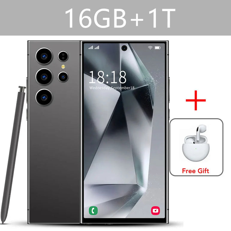SMS 24 Ultra High-end Mobile Phone 16GB+1TB Cellphone 7800mAh Global Version HD Cell Phone 5G Dual SIM Smartphone Face Unlocked