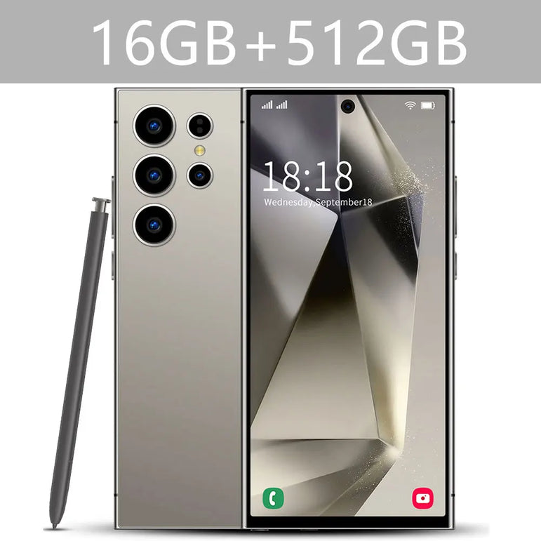 SMS 24 Ultra High-end Mobile Phone 16GB+1TB Cellphone 7800mAh Global Version HD Cell Phone 5G Dual SIM Smartphone Face Unlocked