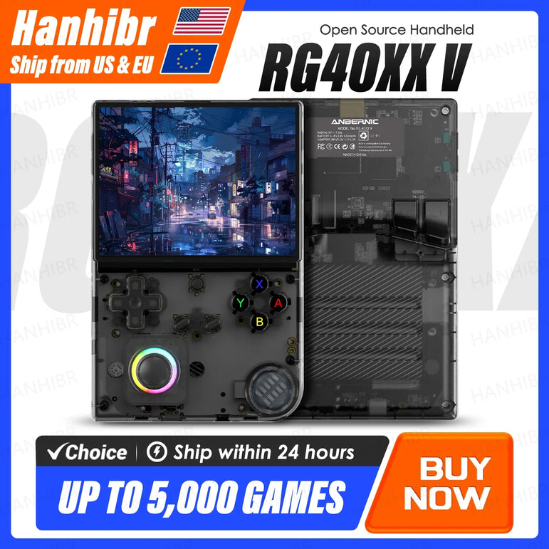 ANBERNIC RG40XXV Handheld Game Console 4'' IPS Screen Video Output Joystick RGB lighting Effect Streaming RG 40XXV E-book Player