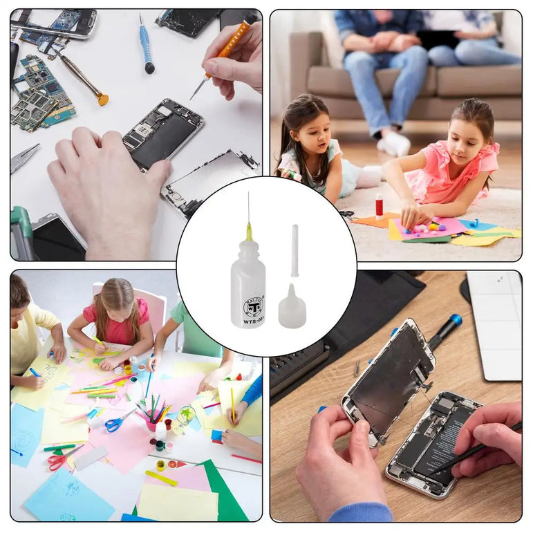 WTS-001 50ml Needle Tip Plastic Rosin Bottle Cleaning Liquid Flux AlcoholOil Dispenser Plastic Hand Bottle Cleaner DIY Repair