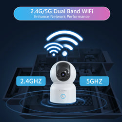 ZOSI C518 Indoor Pan/Tilt Smart Security IP Camera 2K 360° Baby Pet Monitor AI Human Tracking 2.4G/5G WiFi Surveillance Camera