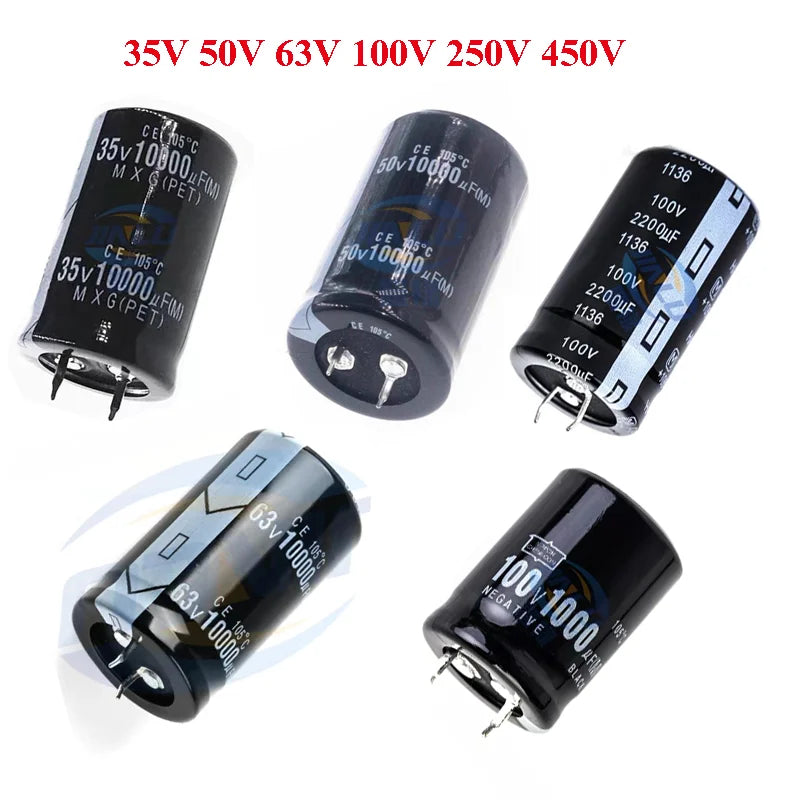 35v 50v 63v 100v 200v 250v 450V 100uf 150UF 220uF 330UF 470UF 560UF 680UF 1000UF 1500UF 2200 3300 4700 6800 10000uf capacitance