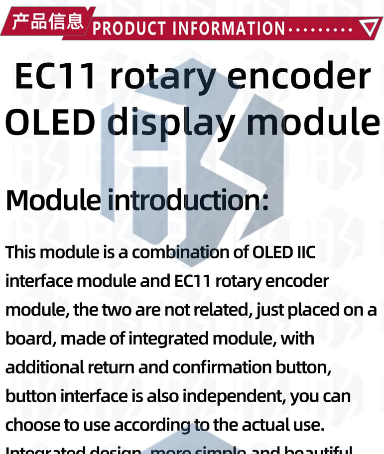 0.96/1.3 inch white oled display screen combined with EC11 rotary encoder module IIC interface for arduino