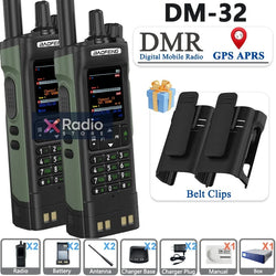 New BAOFENG DM-32 Walkie Talkie With Belt Holster DMR GPS 10W Programming Wireless Copy Frequency Type-C DM32 Ham Two Way Radios