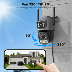 6K 15MP HD IP Camera Outdoor Three-Lens External WiFi Camera 4K 8MP Dual Screen Security PTZ Cam Auto Tracking Surveillance