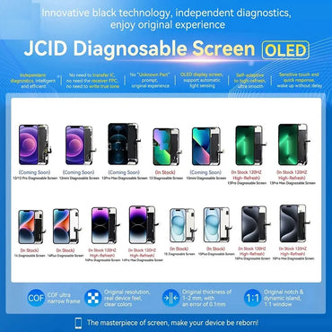 JCID OLED Screen Diagnosable Assembly NEW Soft Hard FHD Touch Display Pantalla For iphone 12 13 15 16 Without IC Removal No Pop