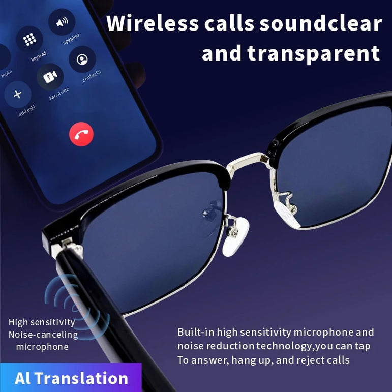 SENBONO Smart Glasses AI Translation Glasses 100+ Languages Real-time Translation Bluetooth Music Built-in Mic & Speakers