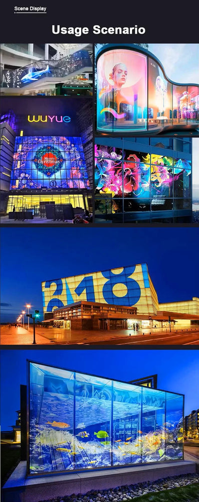 Trending High Transparency Soft Transparent LED Film Screen Glass Facade P6 P8 P10 Digital Signage Displays Flexible Display