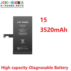 JCID Diagnostic Battery High Capacity For Iphone 12 13 14 100% Heath Visible New 0-cycle No Pop Up Used Genuine Parts On IOS 18