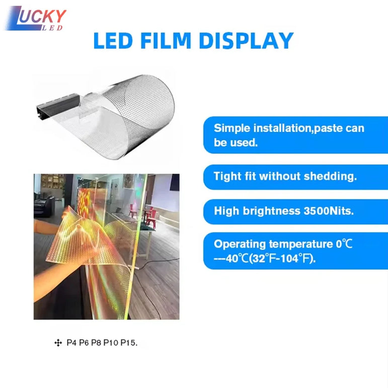 Trending High Transparency Soft Transparent LED Film Screen Glass Facade P6 P8 P10 Digital Signage Displays Flexible Display