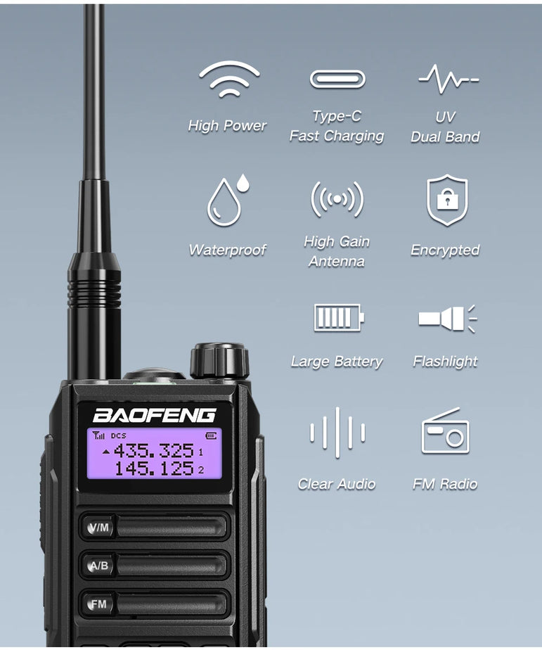 Baofeng UV16Pro V2 50KM CB Ham Radio Station Two Way Amateur VHF Powerful 10Watts UV16 Walkie Talkie Hunting Radios