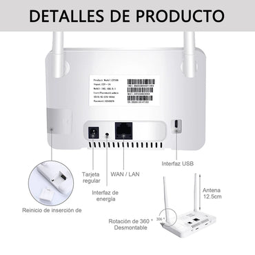 CPE106-E Wireless Hotspot 300Mbps 4G Router Wireless Modem External Antenna with Sim Card Slot EU Plug Internet Connection