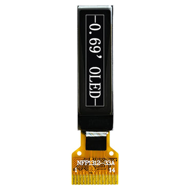0.69 Inch OLED Display 96x16 Resolution Monochrome LCD Screen 14pin Interface SSD1312 Driver Soldering Model