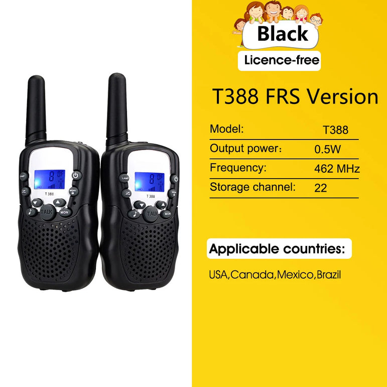 1 Pair Rt-388 Kids Walkie Talkies 0.5W Portable Child Electronic Radio Voice Interphone Outdoor LCD Display Toys Christmas Gifts