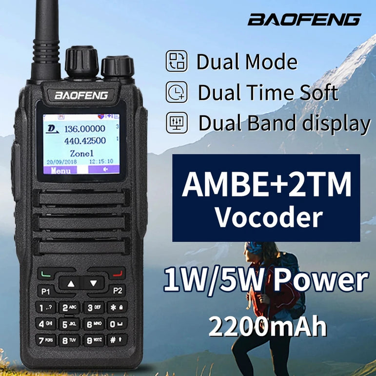 Baofeng Dm 1701 Digital Walkie Talkie Long Range dual Mode dmr Analog Open Gd77 Time slot Tier 1 +2 Radio 1801UV