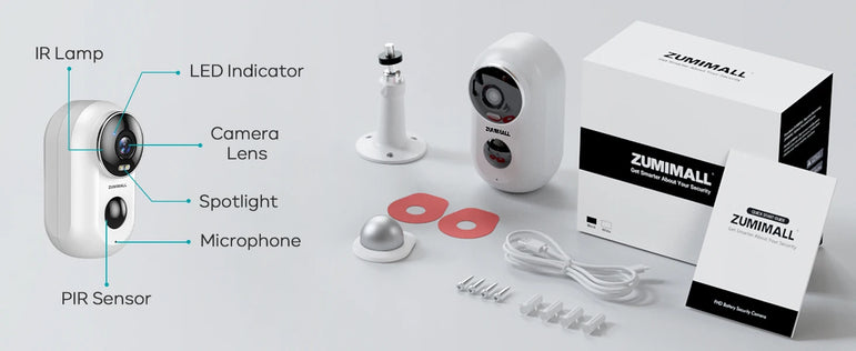ZUMIMALL APP F5 Security Cameras Wireless Outdoor with Magnetic Mount, Battery Powered, 2.4G WiFi ,3MP Color Night Vision