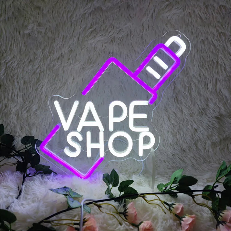 VAPE Shop LED Neon Sign Fit For USB charge Vape Shop Bar Bussiness Neon Light Sign Personalized Birthday Gift for Teen Neon Lamp