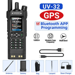 Baofeng UV-32 Walkie Talkie GPS 10W Wireless Bluetooth APP Programming Air Band Type-C NOAA for UV-5R Amateur Two Way Ham Radio