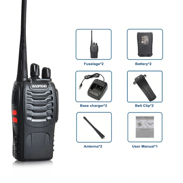 2pcs Baofeng BF-88E portable wireless Handheld walkie16CH UHF 446.00625-446.19375MHz 12.5KHz Channel Separation with USB Charger
